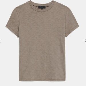 Theory Tiny Tee crafted from organic slub cotton. PEBBLE COLOR
